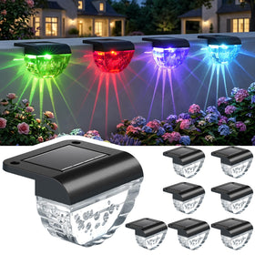 Melunar color changing solar deck light side view adds versatile garden lighting