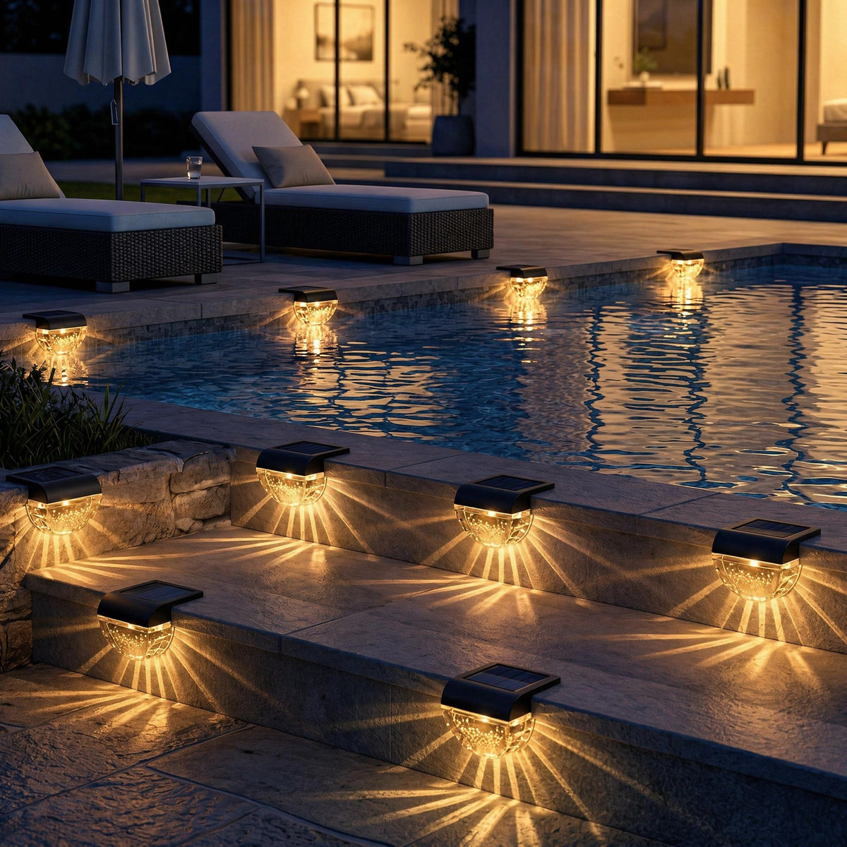 Melunar outdoor lights brighten yard, patio, and garden for evenings.