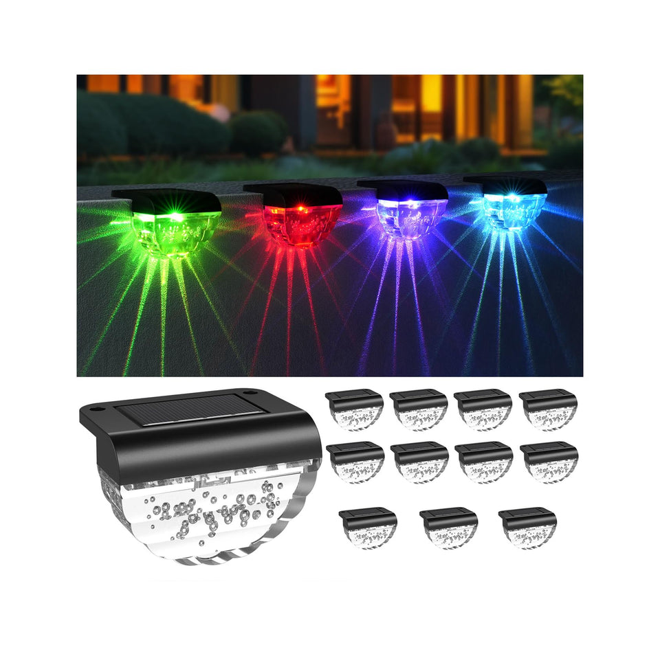 Melunar color-changing solar deck light illuminates outdoor pathways with ambient hues.