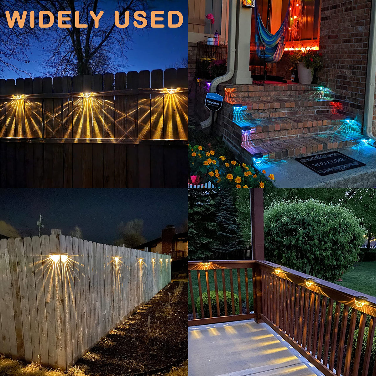 Melunar solar deck lights warm white mode enhances entryways with gentle ambience.
