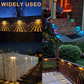 Melunar solar deck lights warm white mode enhances entryways with gentle ambience.