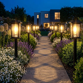 Melunar pathway light auto on/off for energy-saving nighttime lighting
