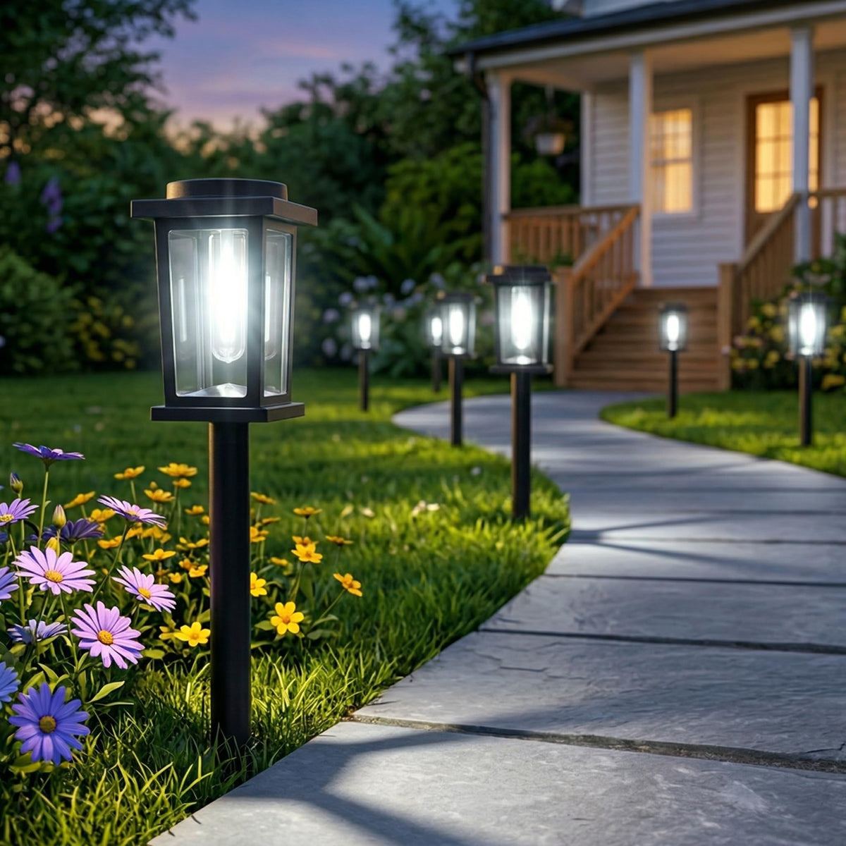 Melunar solar pathway lights ground stake illuminate walkways with simple, stable installation.