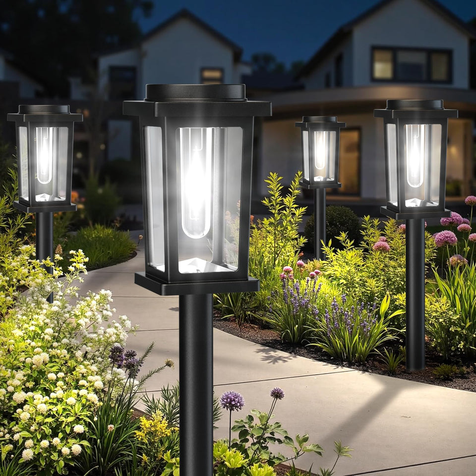 Melunar solar pathway lights package front adds curb appeal to your outdoor space.