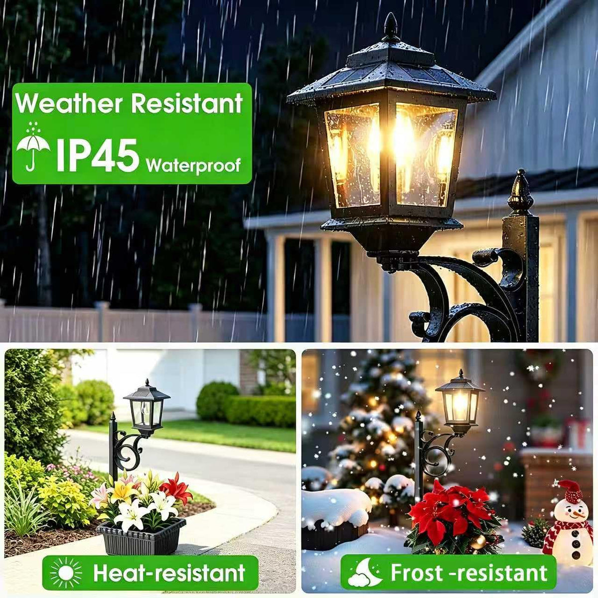 Melunar wall-mount solar lantern on wall with sleek mounting for garden