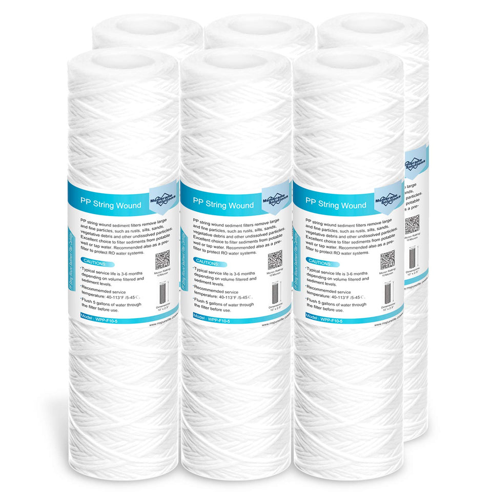 Membrane Solutions 10 micron filter for 10x2.5 inch housings reduces sediment and protects appliances.