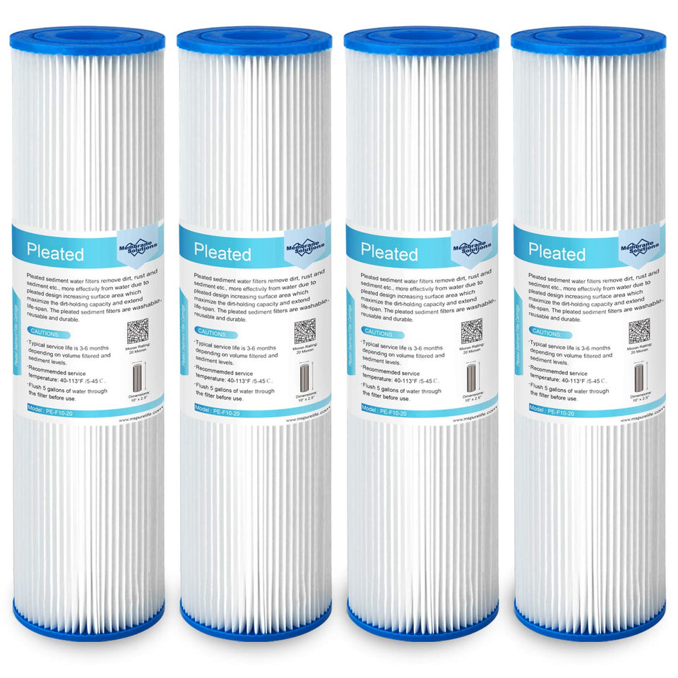 Membrane Solutions 20 micron pleated filter close-up for sediment capture