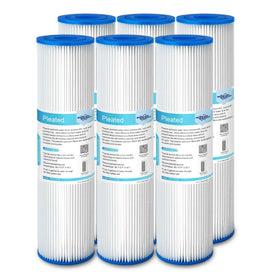 Membrane Solutions 20 micron pleated filter for 10x2.5 inch housings, versatile sediment pre-filter.