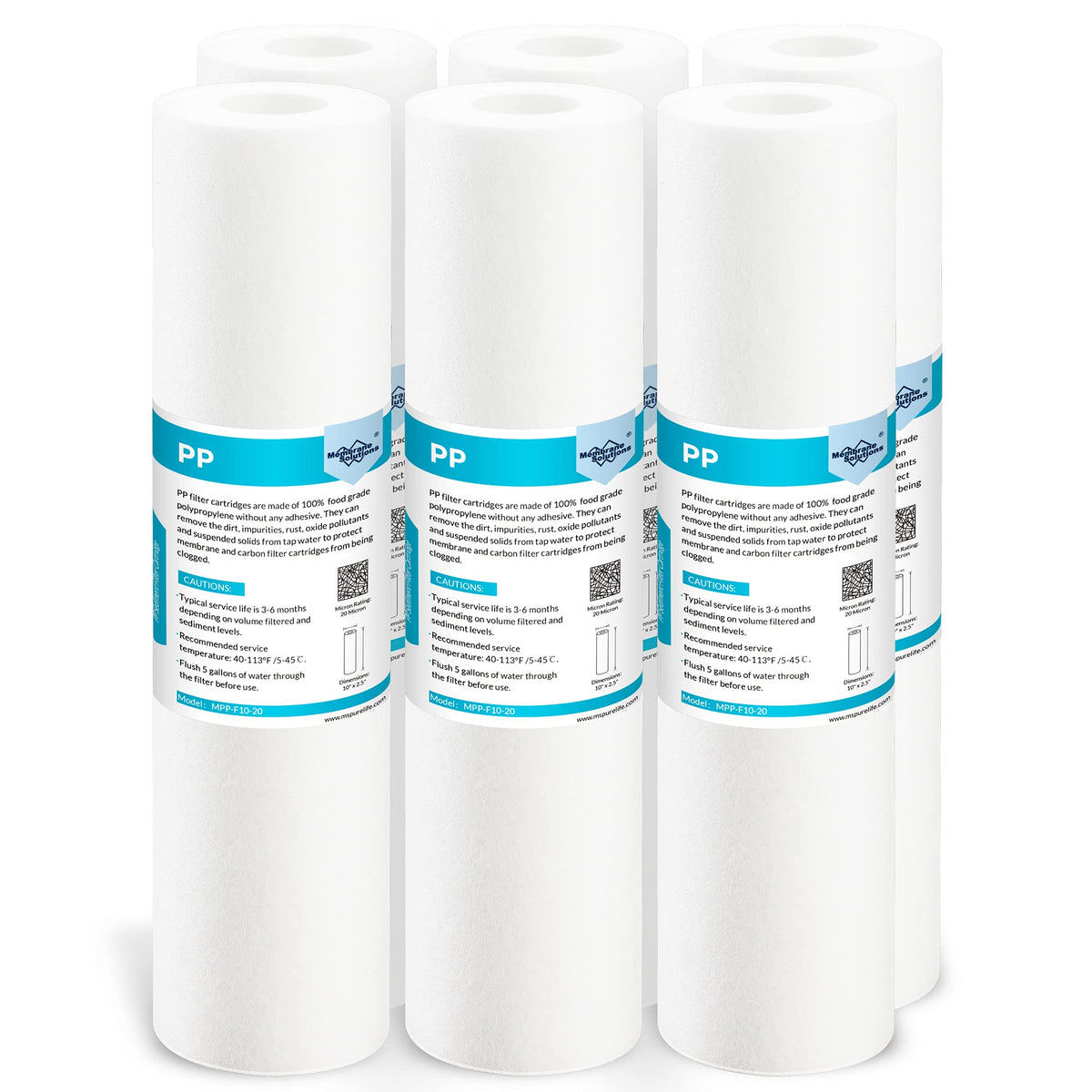 Membrane Solutions 20 micron sediment filter for 10x2.5 inch housings improves water clarity