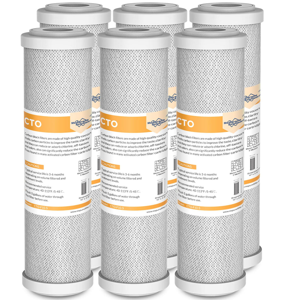 Membrane Solutions 5-micron CTO carbon block filter in 10x2.5in housing improves water clarity