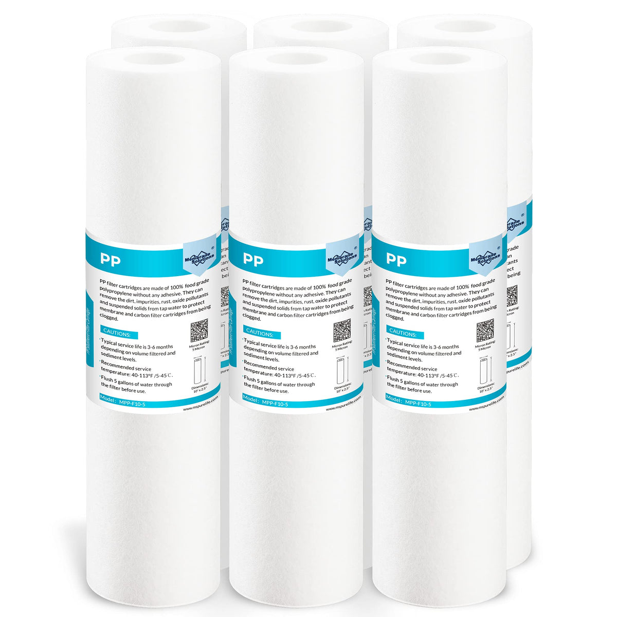Membrane Solutions 5 micron sediment filter for 10x2.5-inch housings improves water clarity.