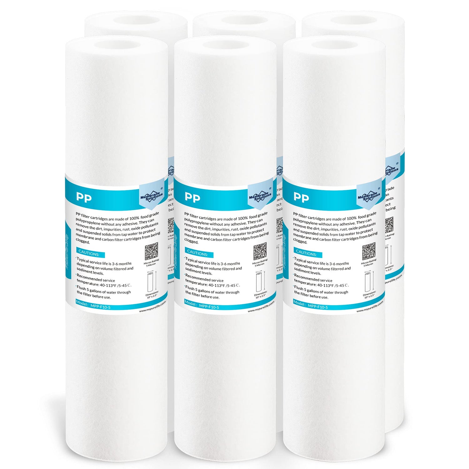 Membrane Solutions 5 micron sediment filter for 10x2.5-inch housings improves water clarity.