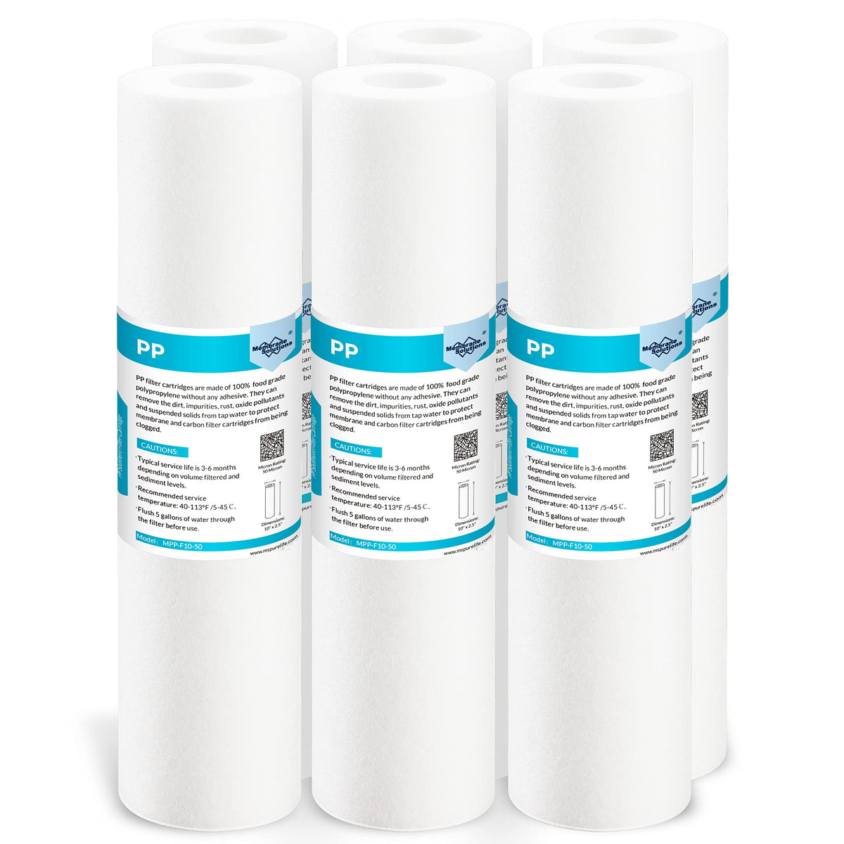Membrane Solutions 50-micron sediment filter in housing protects home plumbing