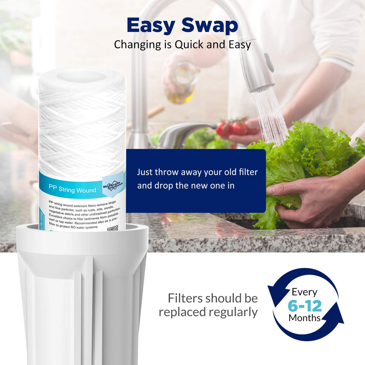 Membrane Solutions long-life filter supports up to 15,000–20,000 gallons.