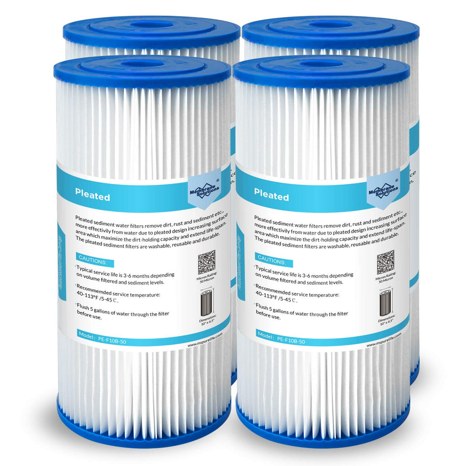 Membrane Solutions pleated filter installed for whole-house protection and sediment reduction.
