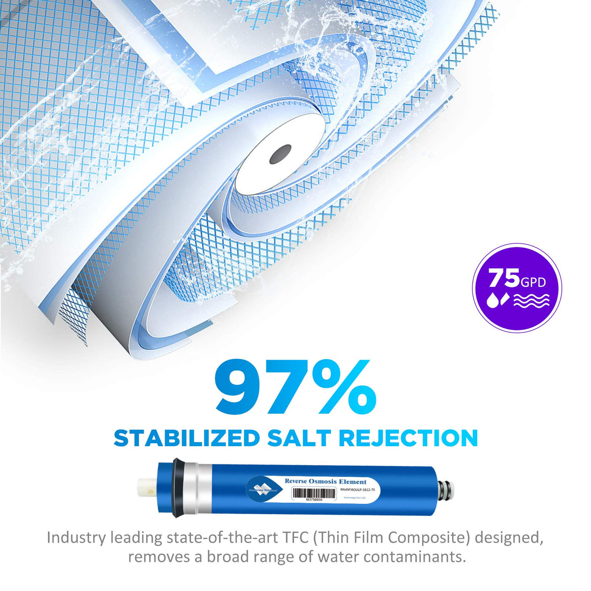 Membrane Solutions TFC material close-up highlighting food-grade filtration layers.