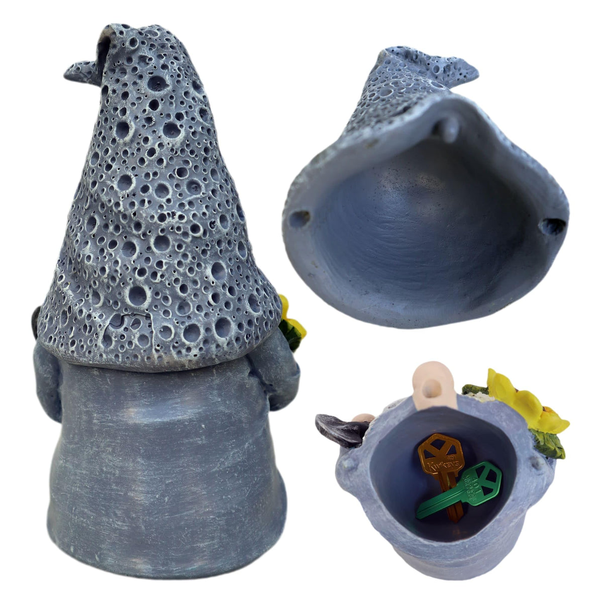 Memeyou garden gnome lock box blends with yard decor