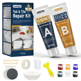 MendMight tub repair kit applied to tub edge for seamless color match