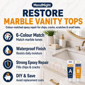Easy DIY application of MendMight repair kit on bathroom tile