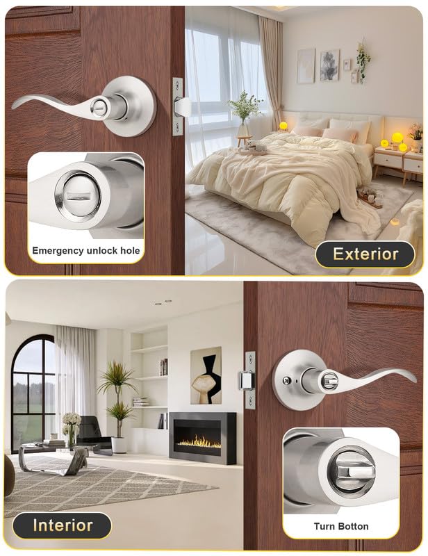 Mengico privacy-function latch-included lever with exterior release for interior doors.