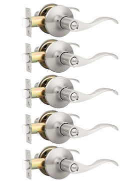 Mengico satin nickel privacy door lever with easy installation for bedrooms and bathrooms