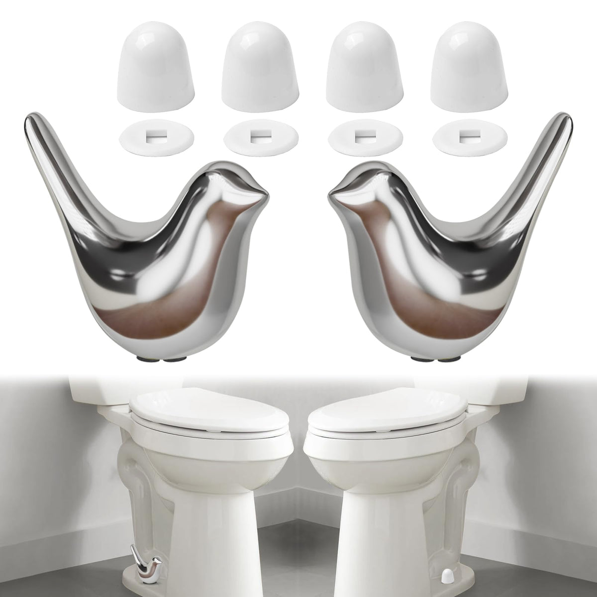 MENNTY ceramic bird toilet bolt cap in gloss grey adds subtle charm and rust protection