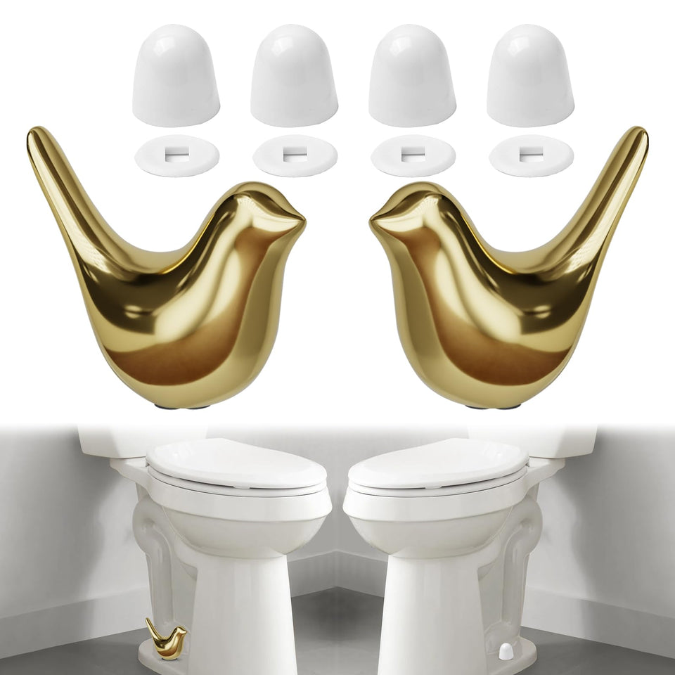 MENNTY ceramic bird toilet bolt caps add decorative detail and bolt protection.