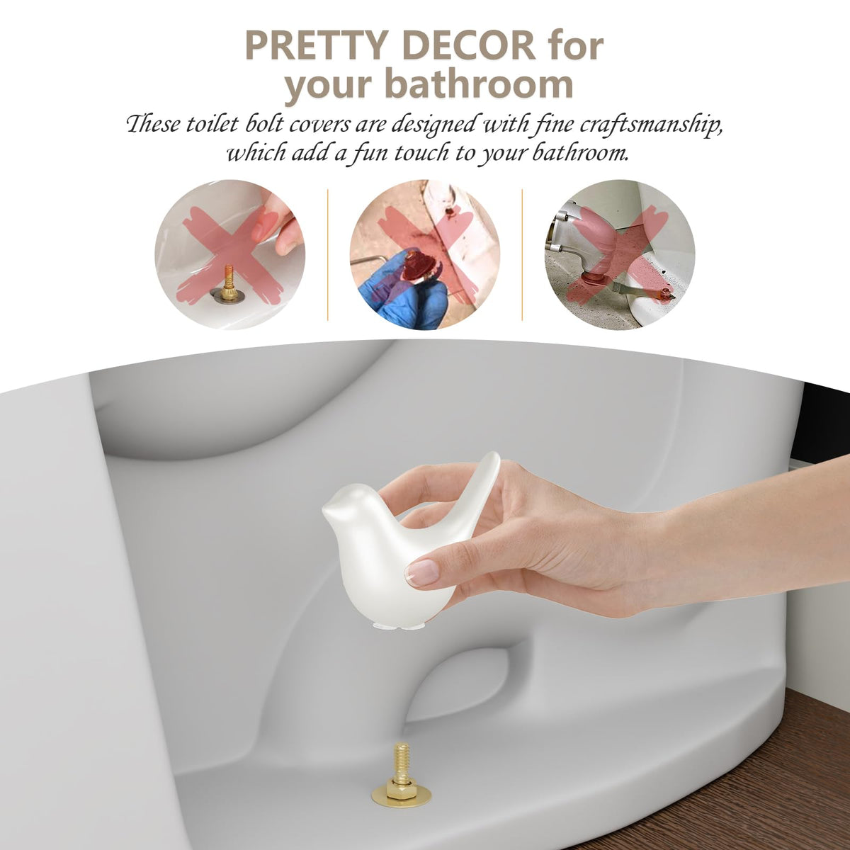 Mennty ceramic bird caps transform dull bolts into charming focal points