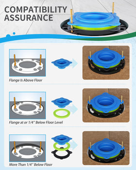 MENNTY green elastic spacer emphasizes height adjustment for a level flange.