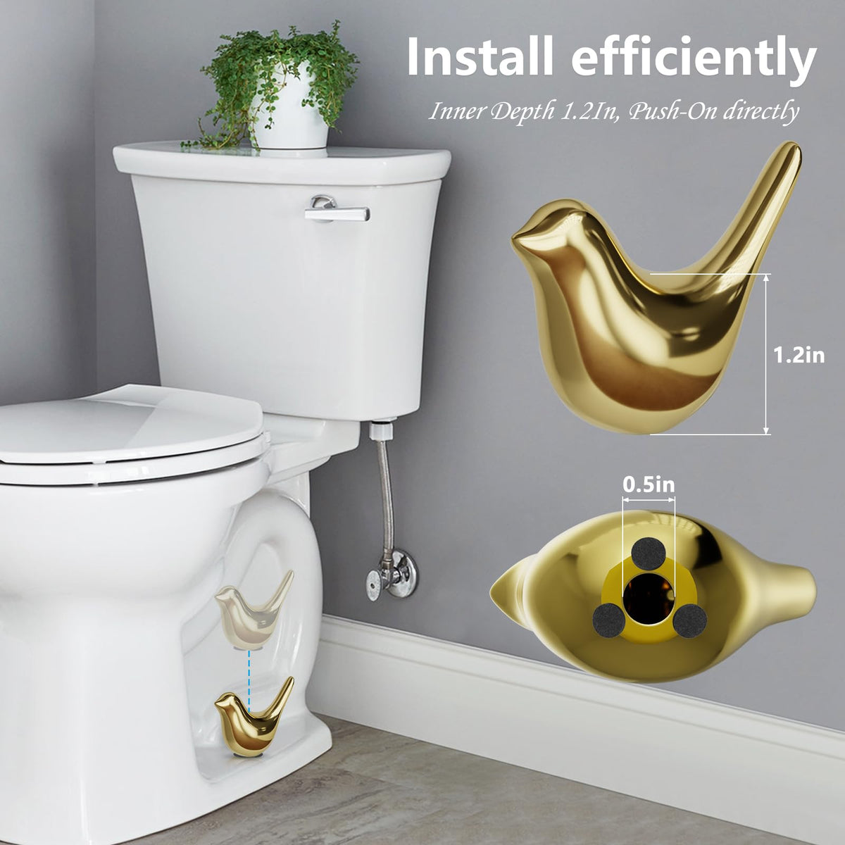 MENNTY white ceramic bird detail adds subtle elegance to the bathroom.