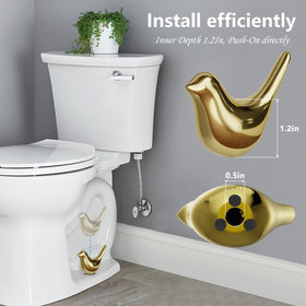 MENNTY white ceramic bird detail adds subtle elegance to the bathroom.