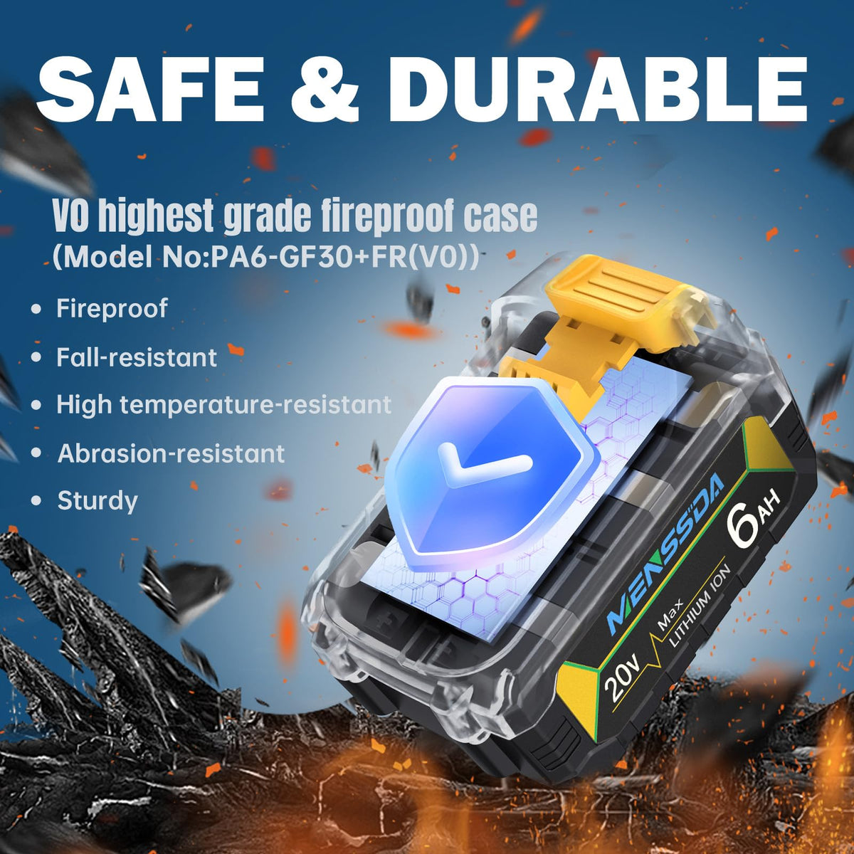 MENSSDA battery withstands 4-meter drops for added resilience