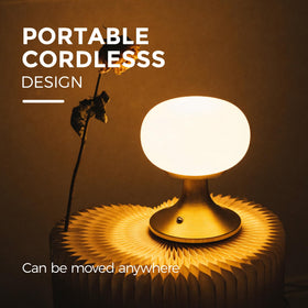 MEORA cordless table lamp with gold metal base adds elegant ambiance