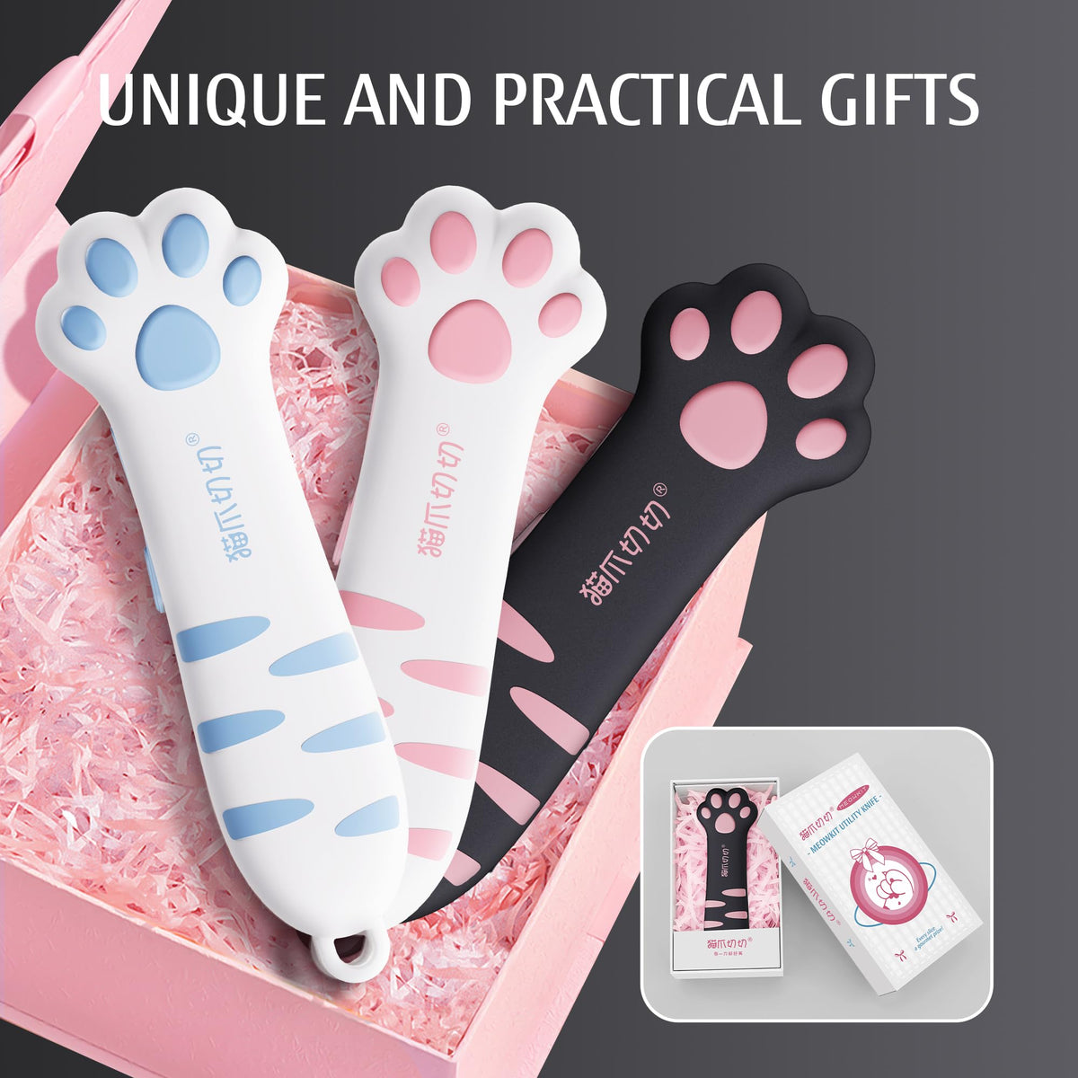 MEOWKIT Cat Paw Box Cutter features patented cat-paw design for precise cuts.
