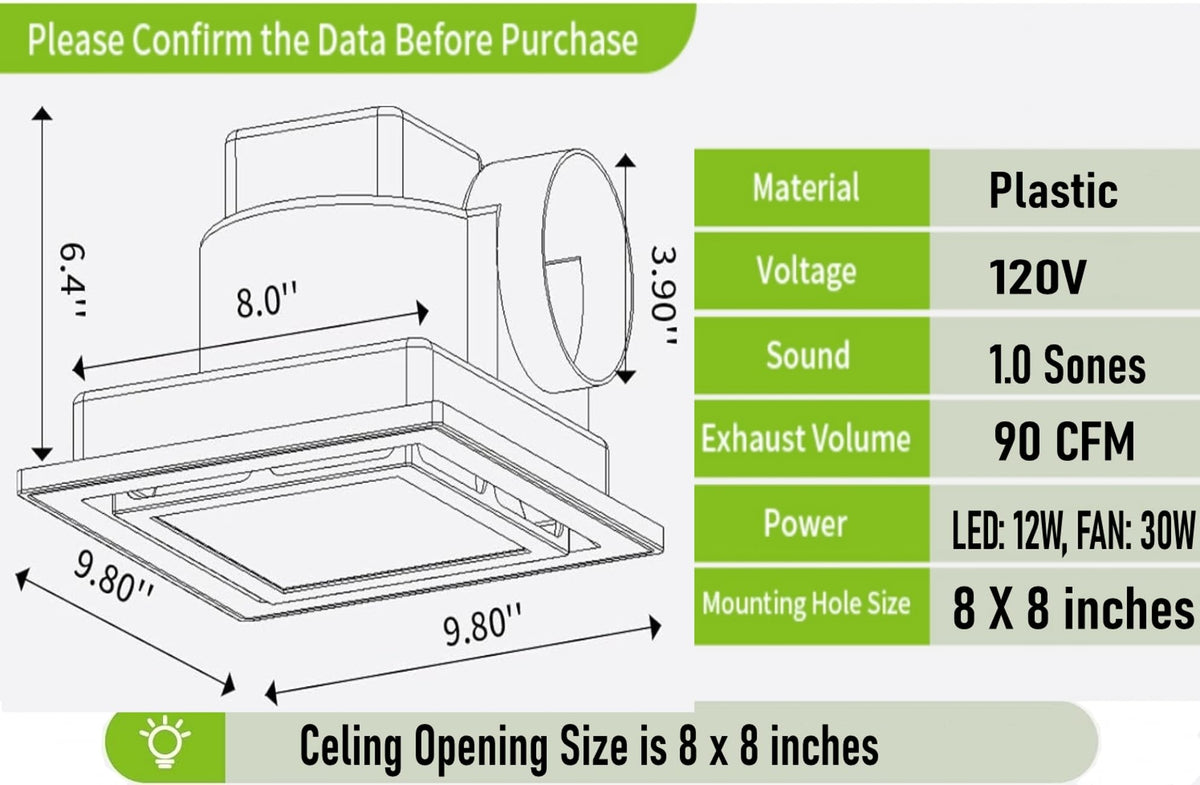 MEOZRI installation-step image shows integrated design easing ceiling setup for bathroom vent.