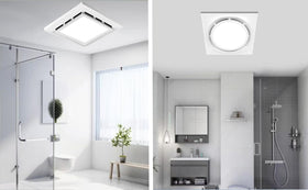 MEOZRI quiet bathroom fan with LED light delivering near-silent operation at 1.0 sones.