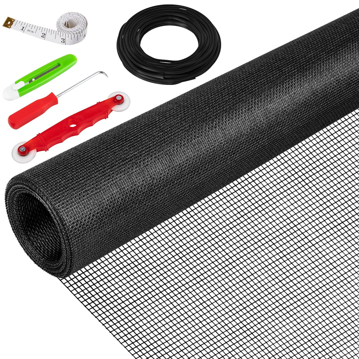 MEQHUO window screen replacement kit contents laid out for DIY repair