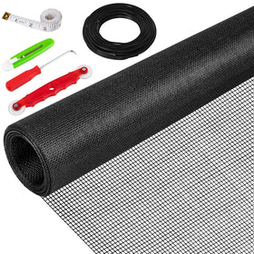 MEQHUO window screen replacement kit contents laid out for DIY repair