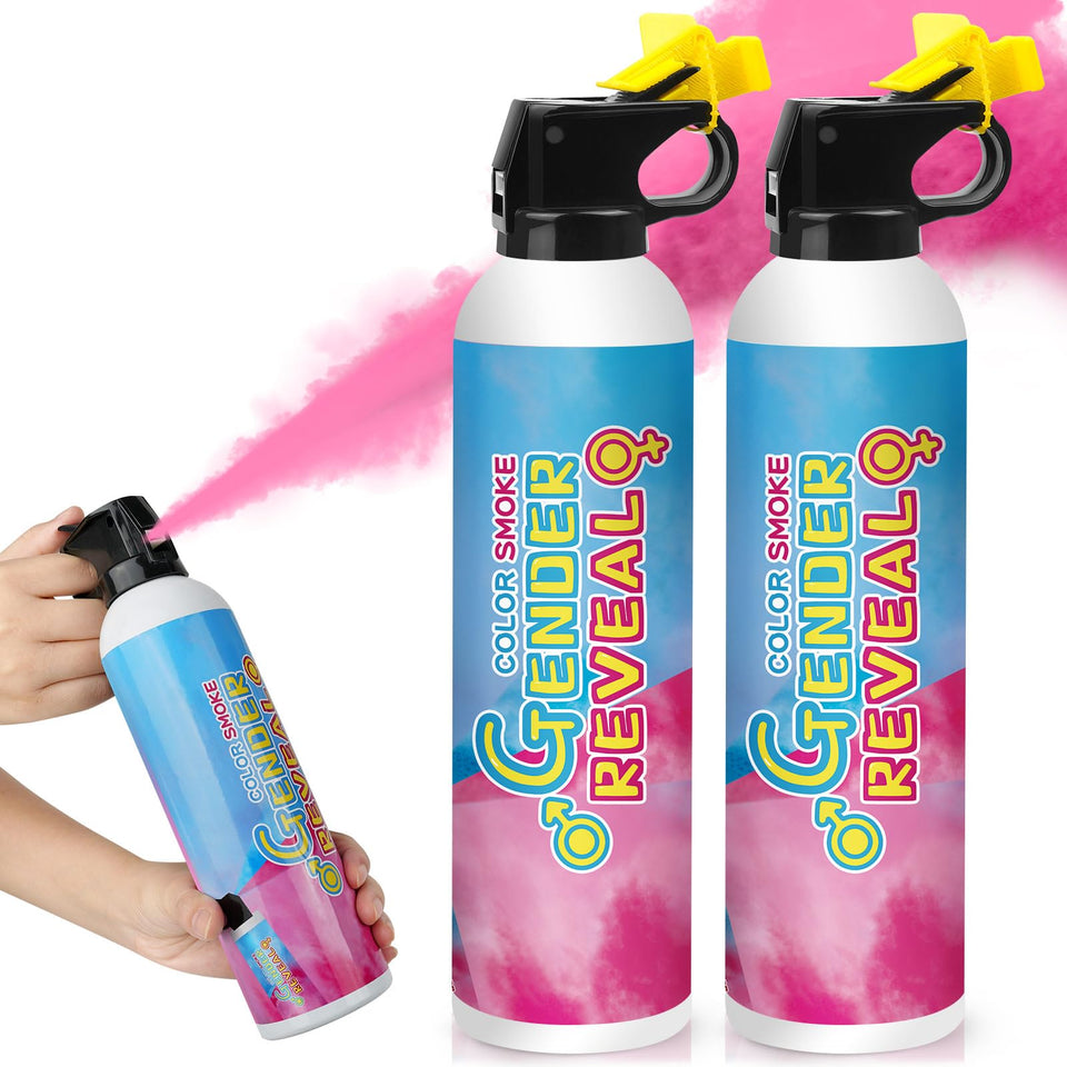Merear pink two-pack gender reveal extinguisher for party decorations