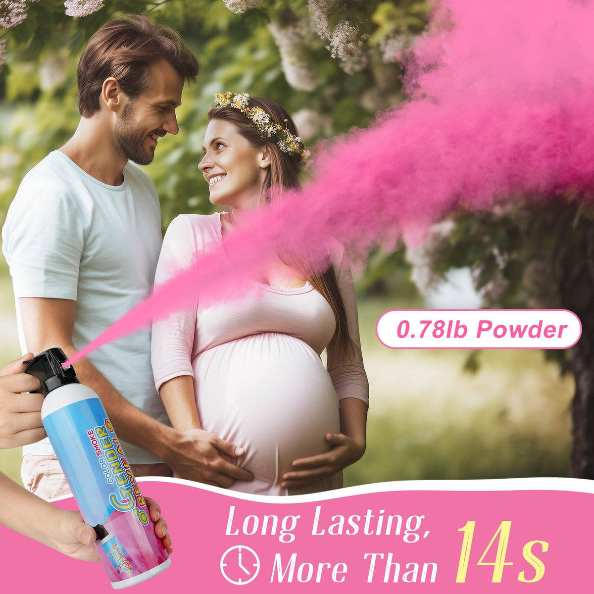 Merear pink powder spray setup showing long range color reveal