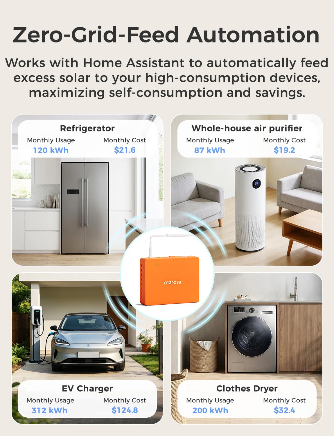 Meross monitor integrates solar usage with Home Assistant automation