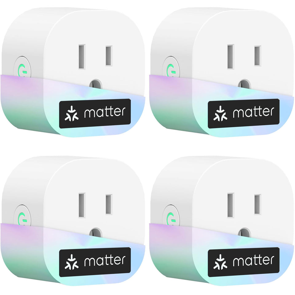 Meross Matter Smart Plug Mini pack front shows compact, space-saving design for easy setups.