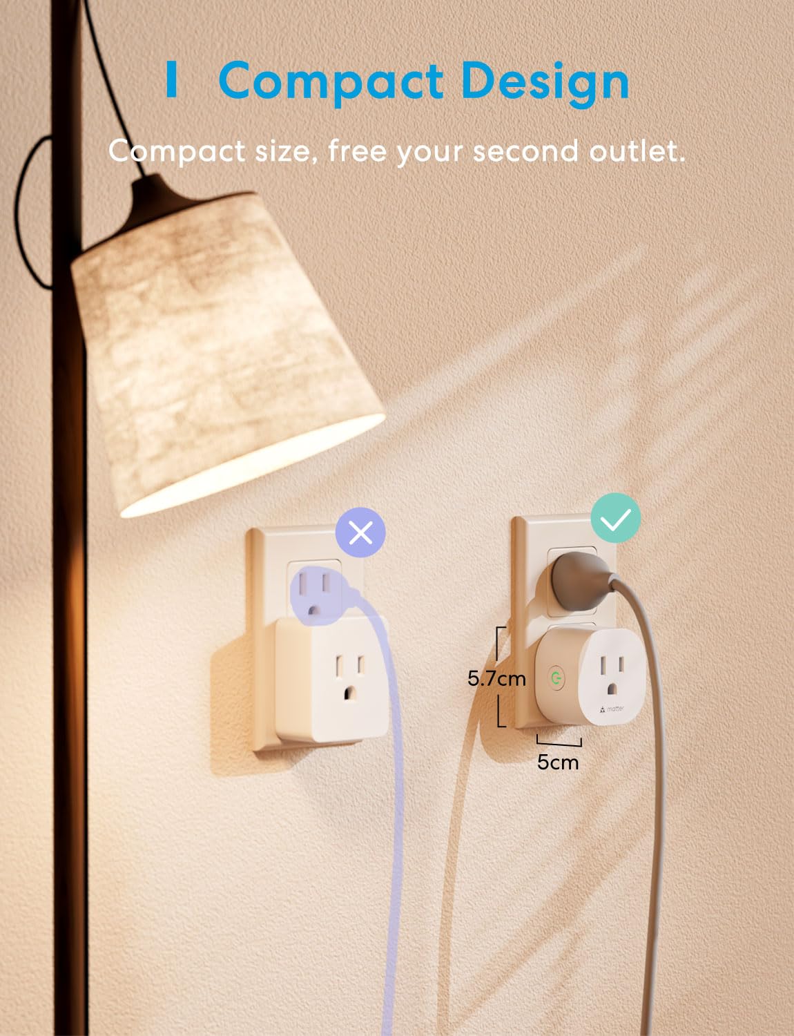 Meross Matter Smart Plug Mini fire-retardant shell improves safety.