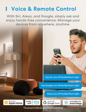 Meross Smart Plug Mini compact design saves outlet space.