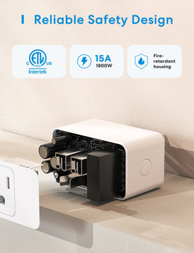 meross Smart Plug Mini powering a lamp and coffee maker.
