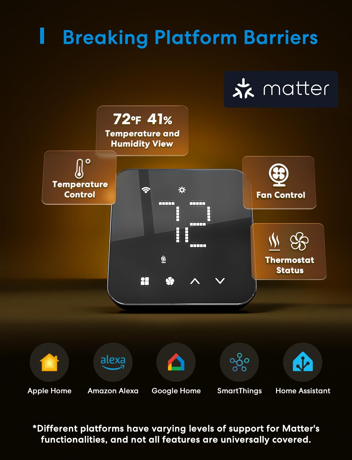 Meross thermostat on-wall install view demonstrates simple setup process