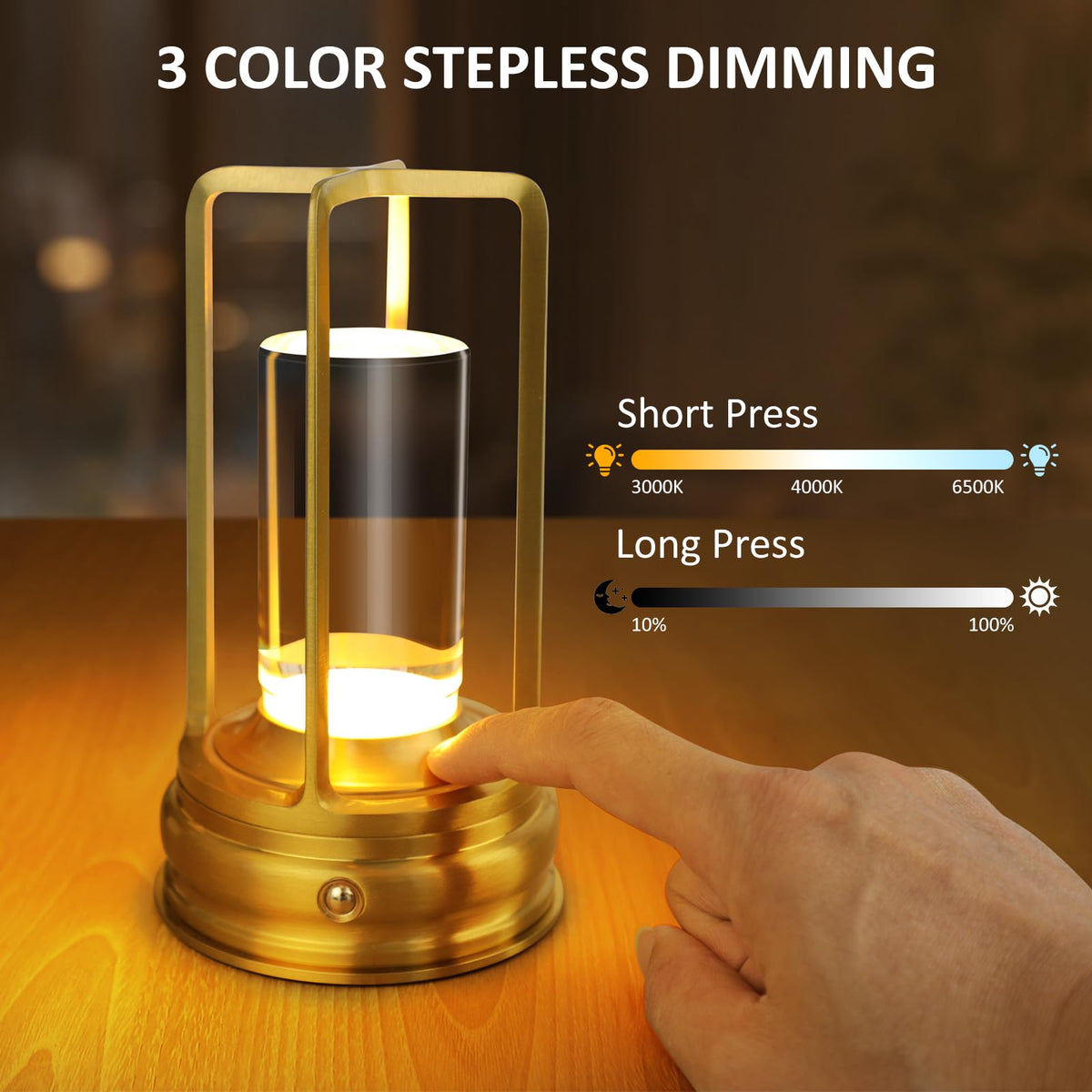 MeRGBWLife cordless table lamp on-table setup adds warm ambience to any room