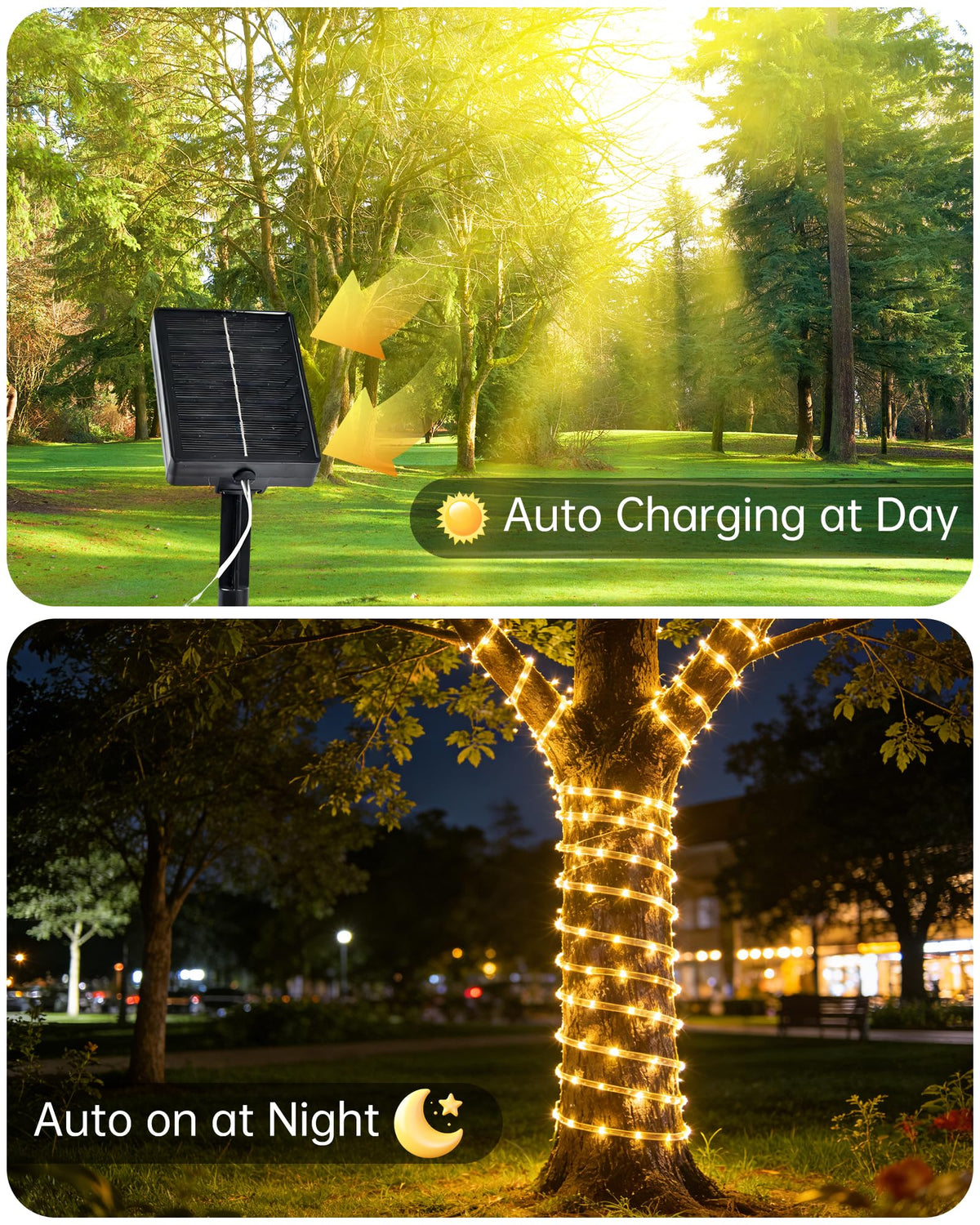 MERRIMAX M Solar Rope Lights on a balcony for cozy evenings.