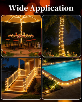 MERRIMAX M Solar Rope Lights USB backup for flexible power.