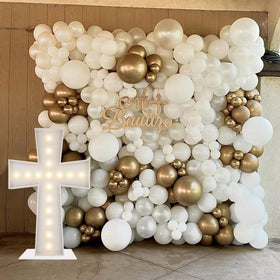 Merry Mosaics 3FT lighted cross marquee balloon frame ready for quick setup.